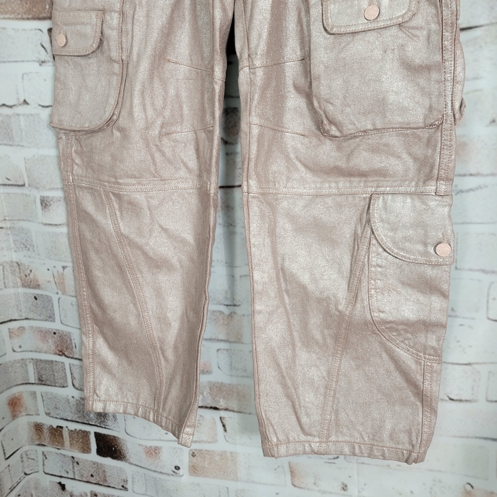 We the Free Lap of Luxury Low Rise Barrel Horseshoe Cargo Coated Pants 26 - Picture 8 of 14